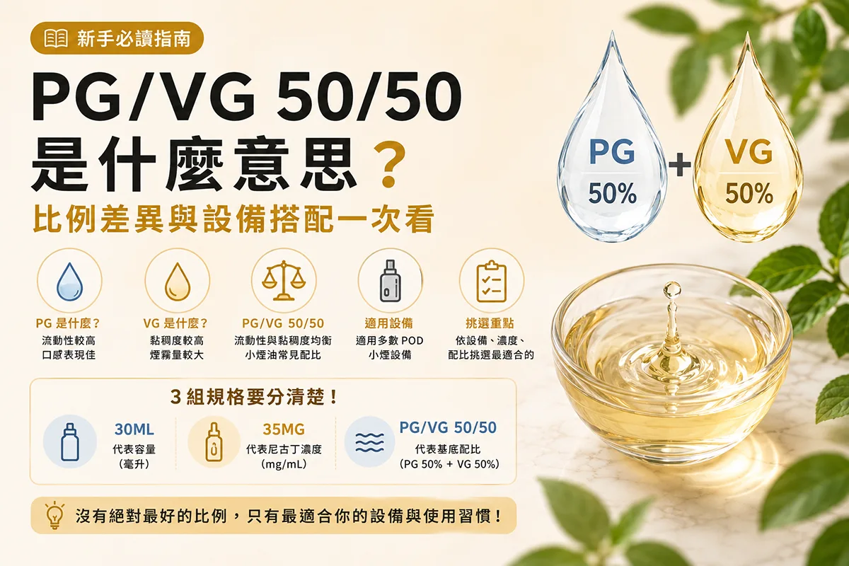電子果汁 PG/VG 50/50 是什麼意思